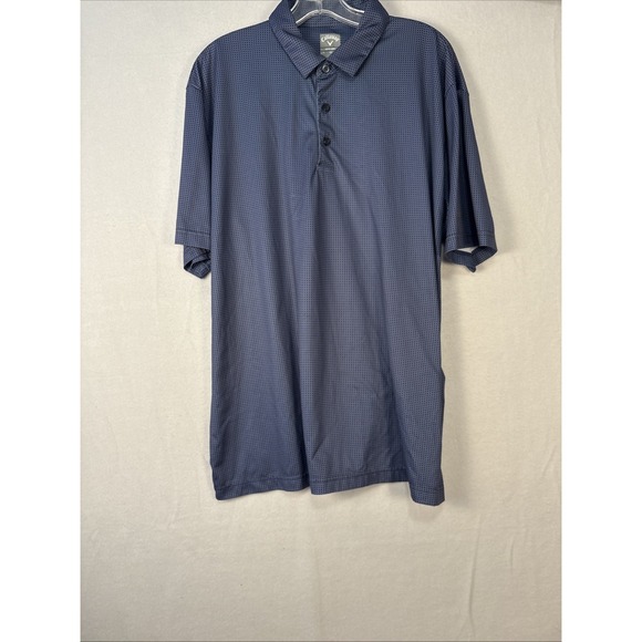 Callaway Golf Polo Shirt Mens Large Navy Blue Check Opti Dri Tech XL K1288 - Picture 1 of 11